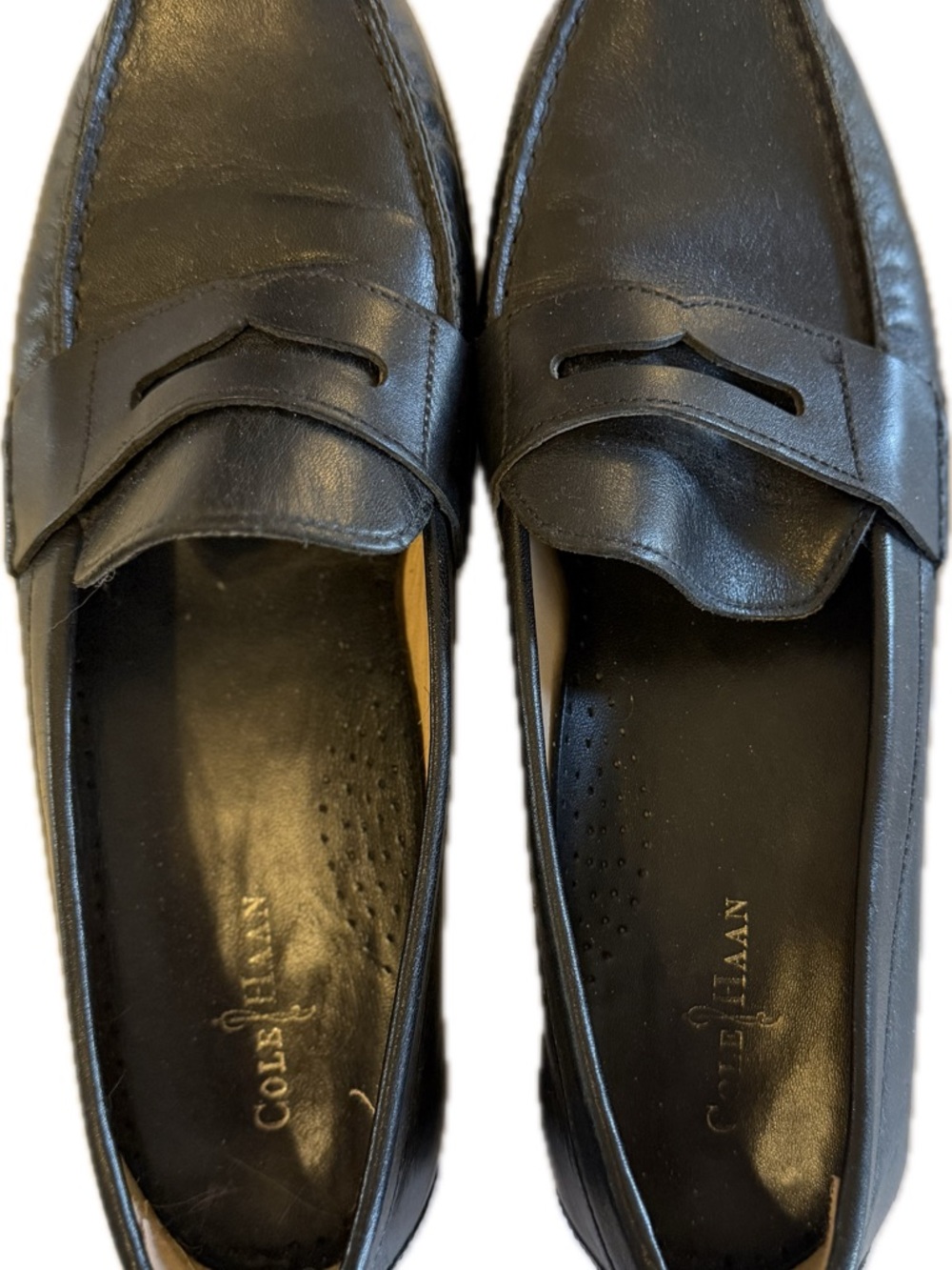 Cole Haan Black Leather Penny Loafers